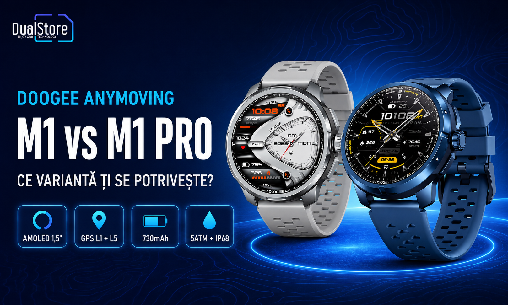 DOOGEE Anymoving M1 vs M1 Pro: două ceasuri care arată similar, dar se adresează unor aventuri diferite