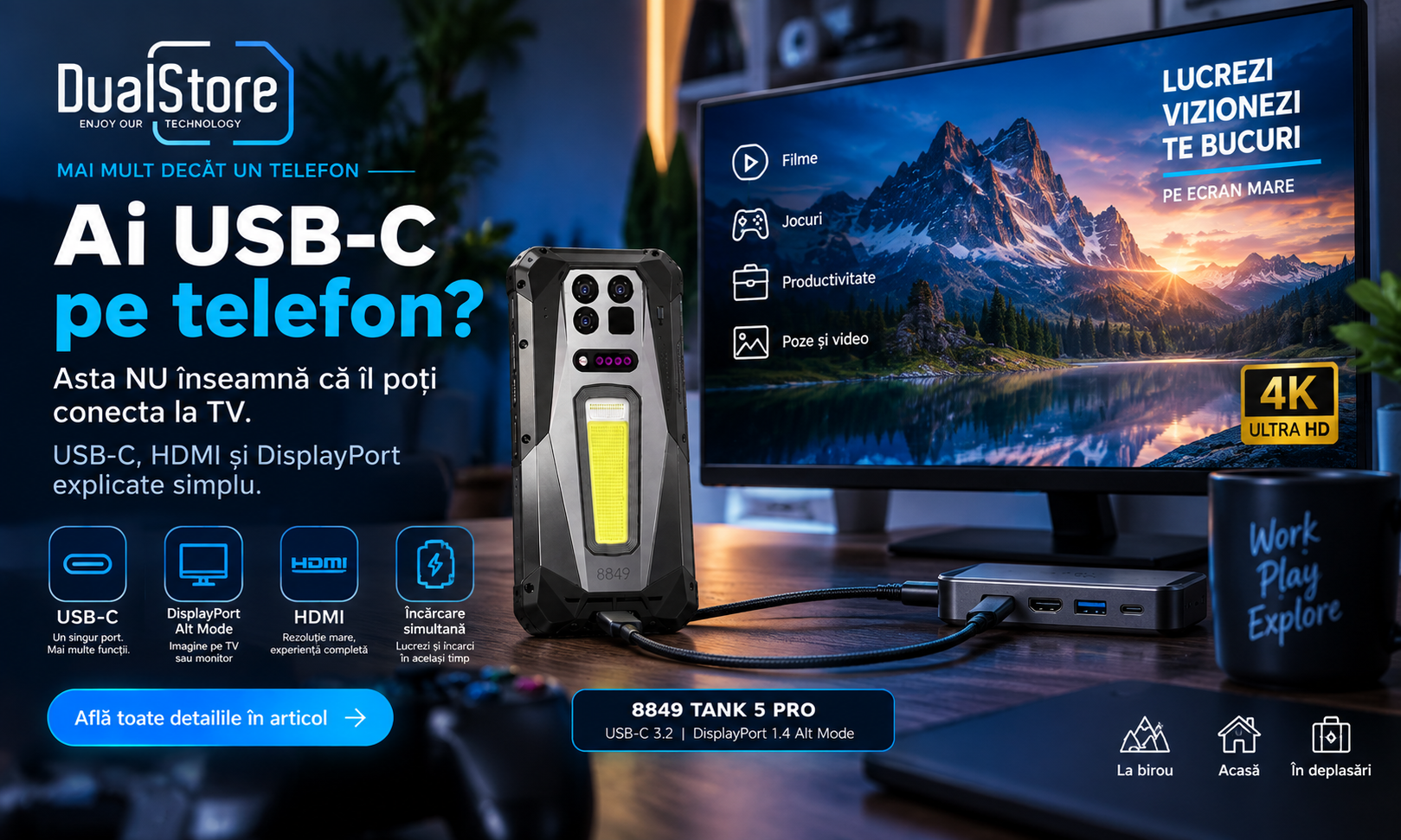 Telefonul tău poate afișa imagine pe TV sau monitor prin USB-C? De ce USB-C nu înseamnă automat ieșire video