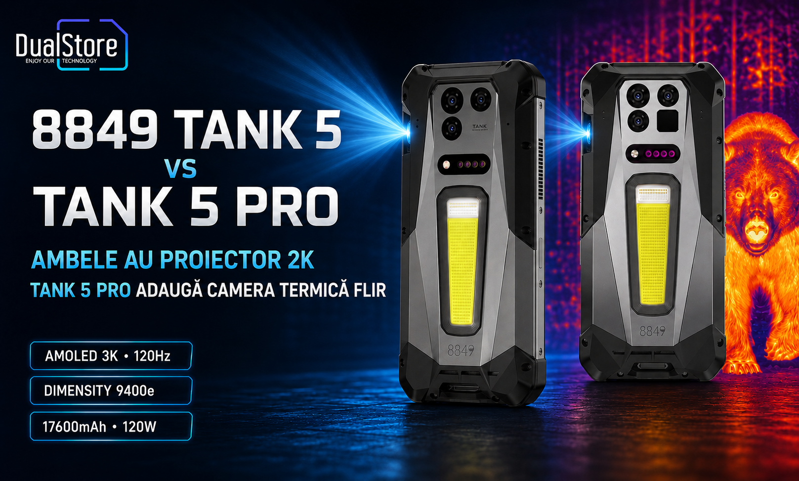 Unihertz 8849 TANK 5 vs TANK 5 Pro: merită camera termică FLIR sau alegi modelul standard?