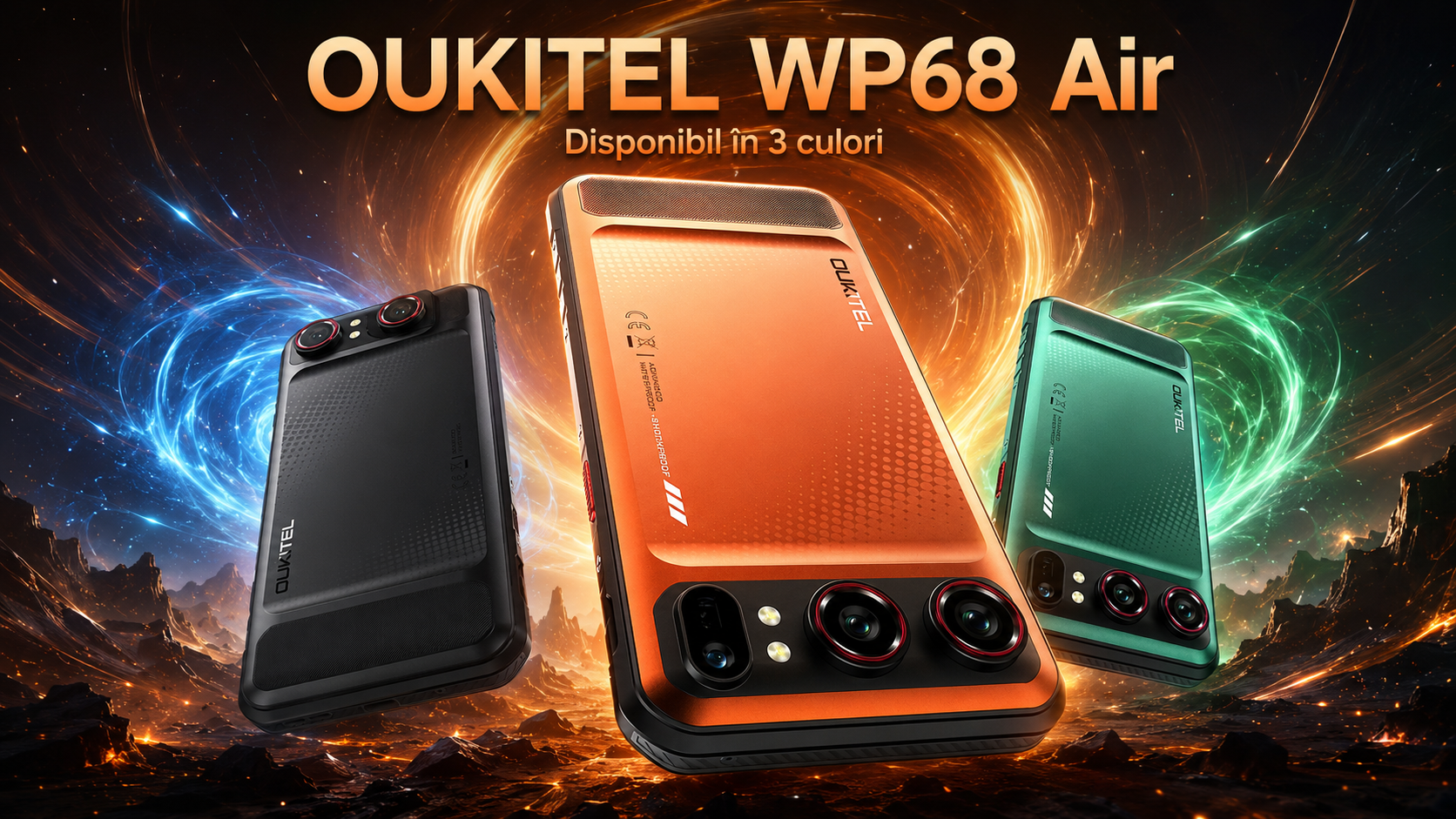 OUKITEL WP68 Air a ajuns pe DualStore.ro: un telefon slim, rezistent cu 5G, Android 16, 36GB RAM și trei culori spectaculoase