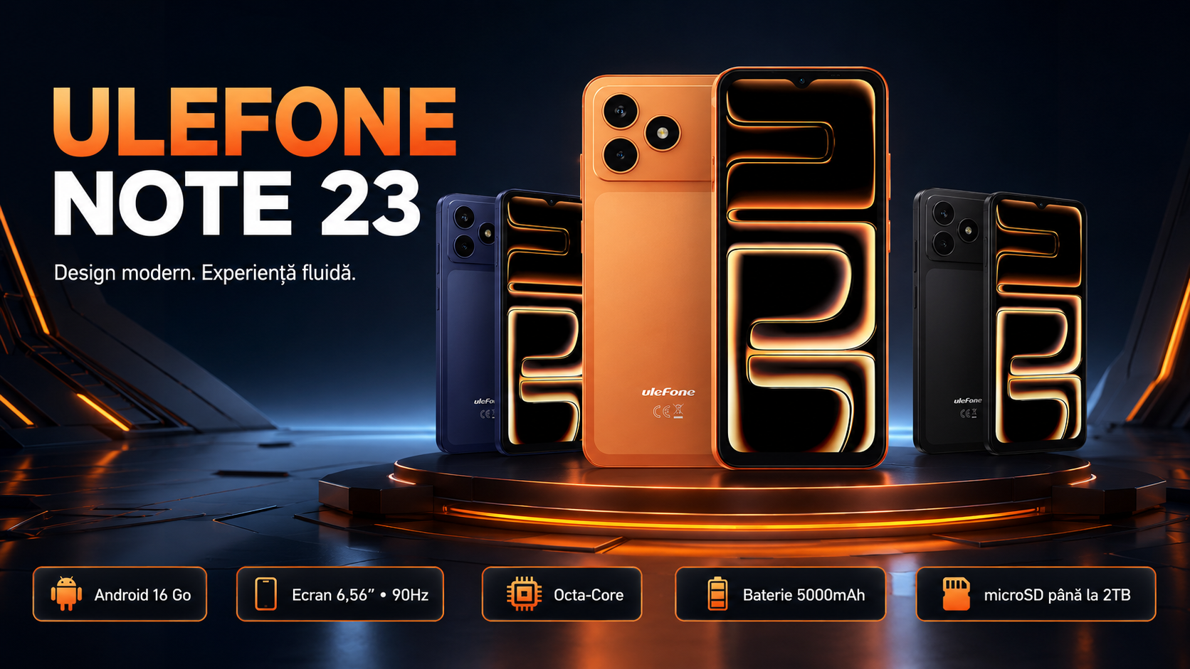 Ulefone Note 23 – telefonul accesibil cu Android 16 Go, ecran de 90Hz și design spectaculos