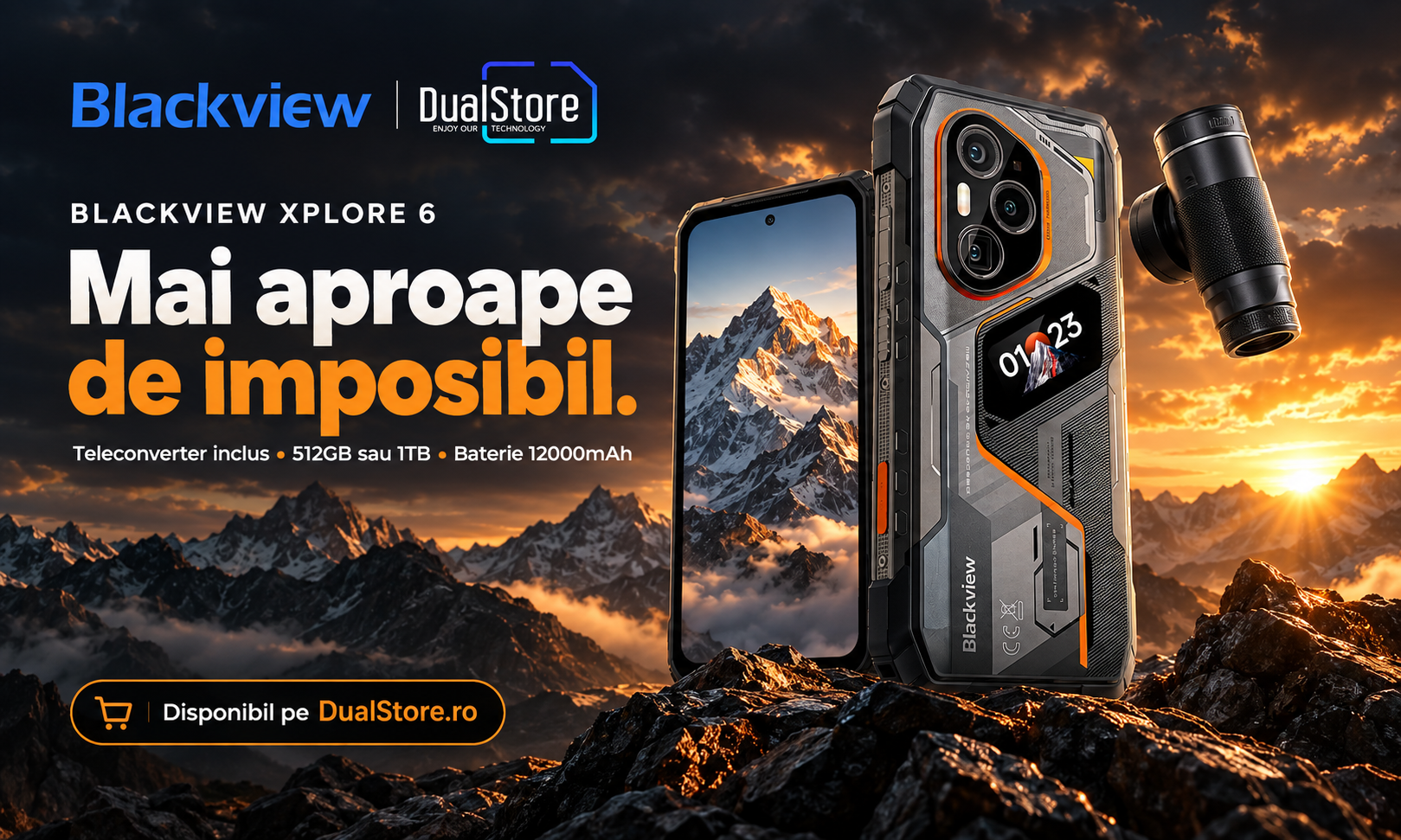 Blackview XPLORE 6 schimbă fotografia pe telefon: teleconverter inclus, 72GB RAM și baterie de 12000mAh