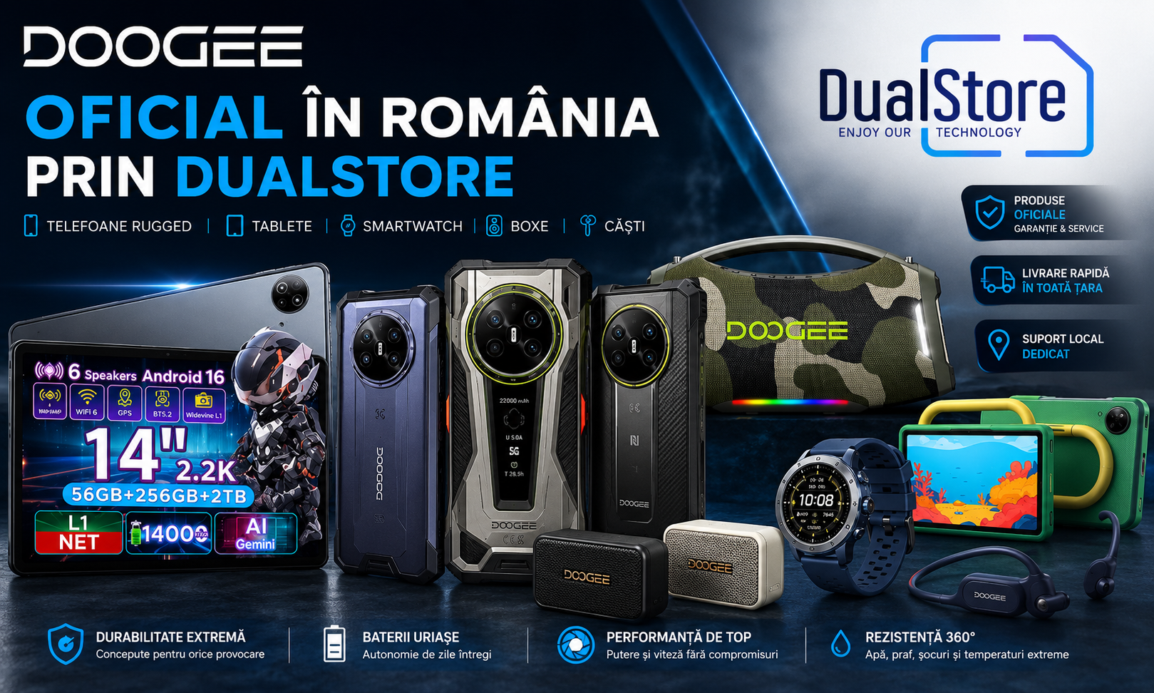 DOOGEE oficial în România prin DualStore: descoperă noua generație 2026, de la S300 și V Max 2 la tablete, smartwatch-uri și gadgeturi