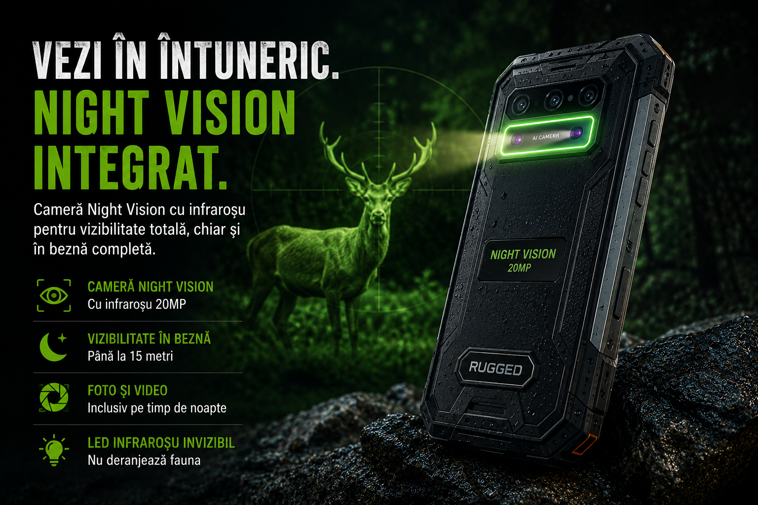 Telefon rugged cu Night Vision