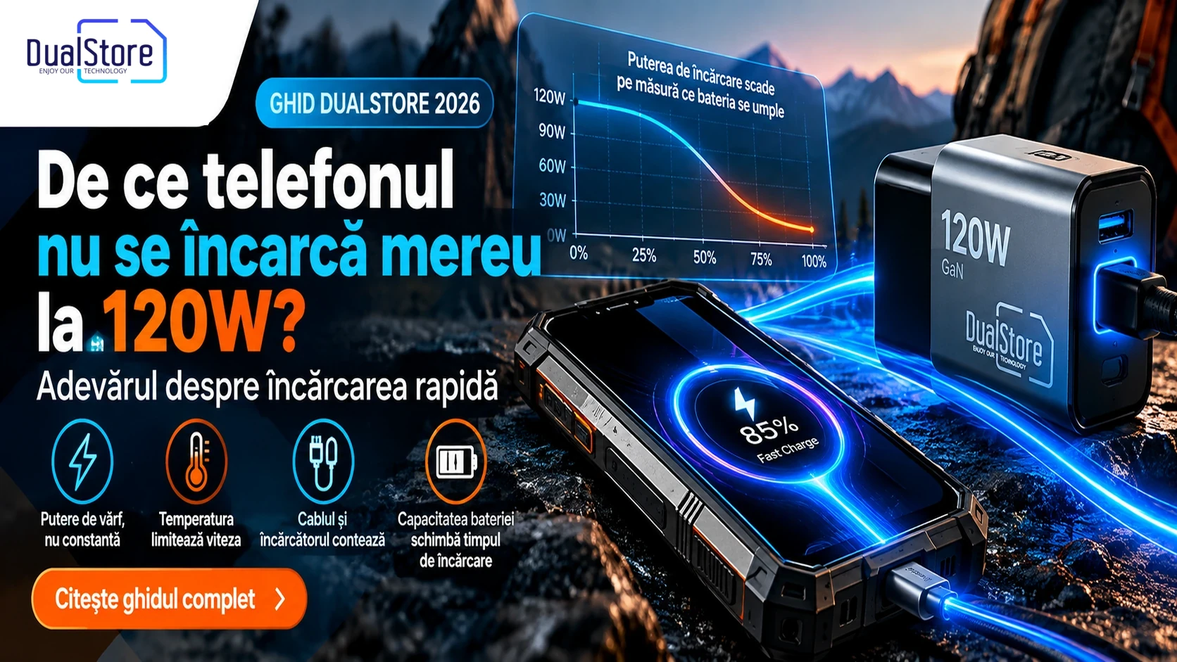 De ce telefonul nu se încarcă mereu la 120W? Adevărul despre încărcarea rapidă