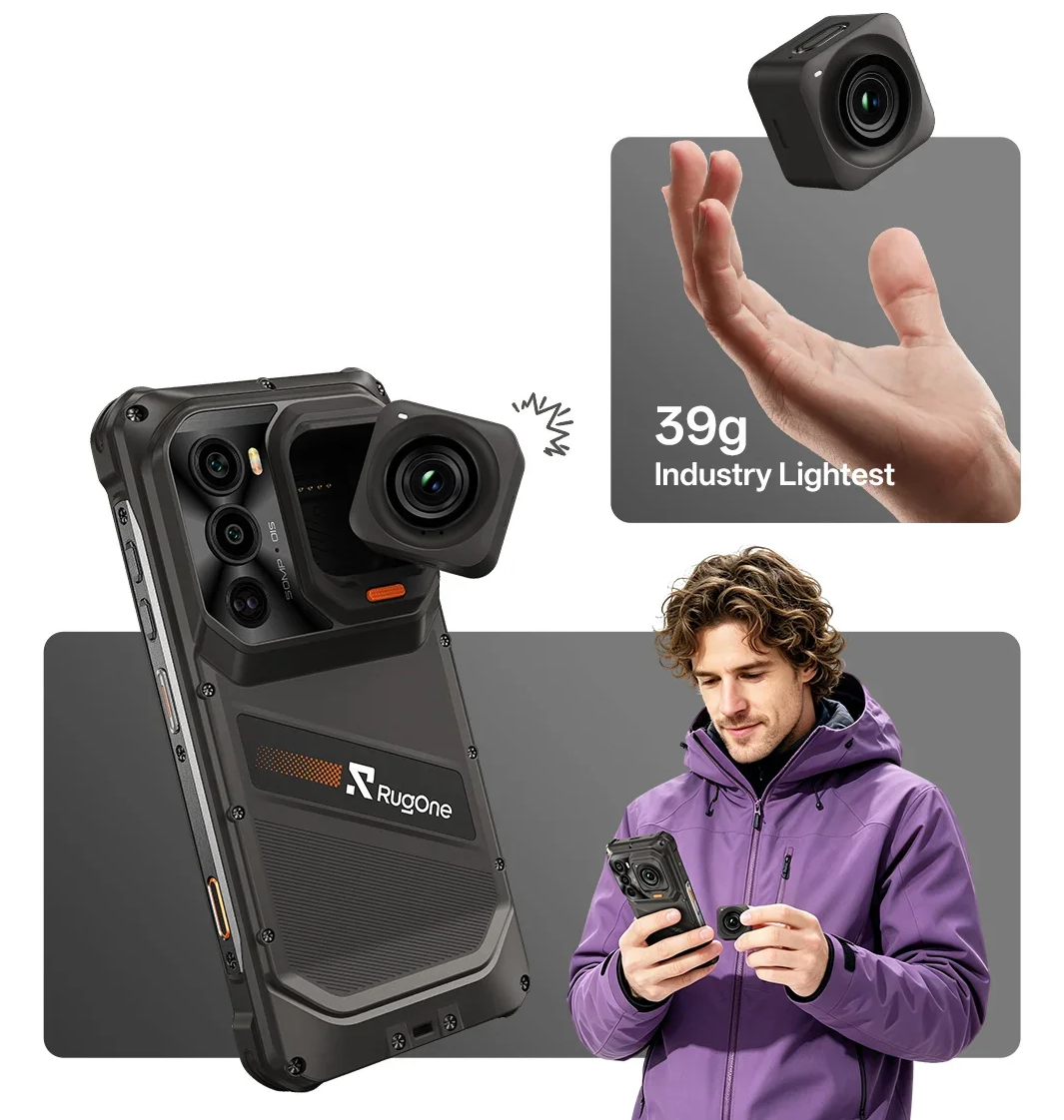 Camera de acțiune detașabilă Xsnap Go de pe RugOne Xsnap 7 Pro