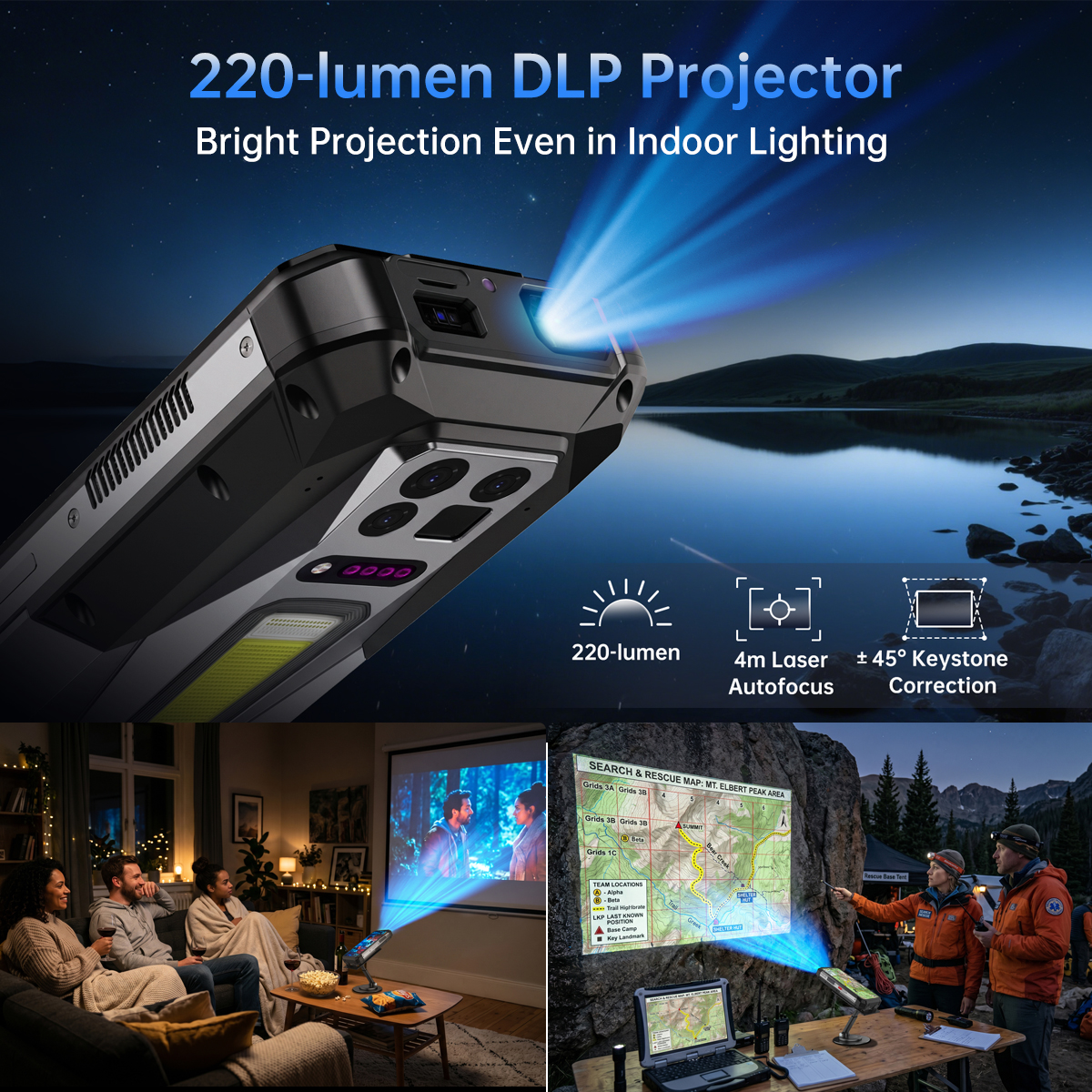 220-lumen 2K DLP projector built into 8849 TANK 5 and TANK 5 Pro, DualStore.ro