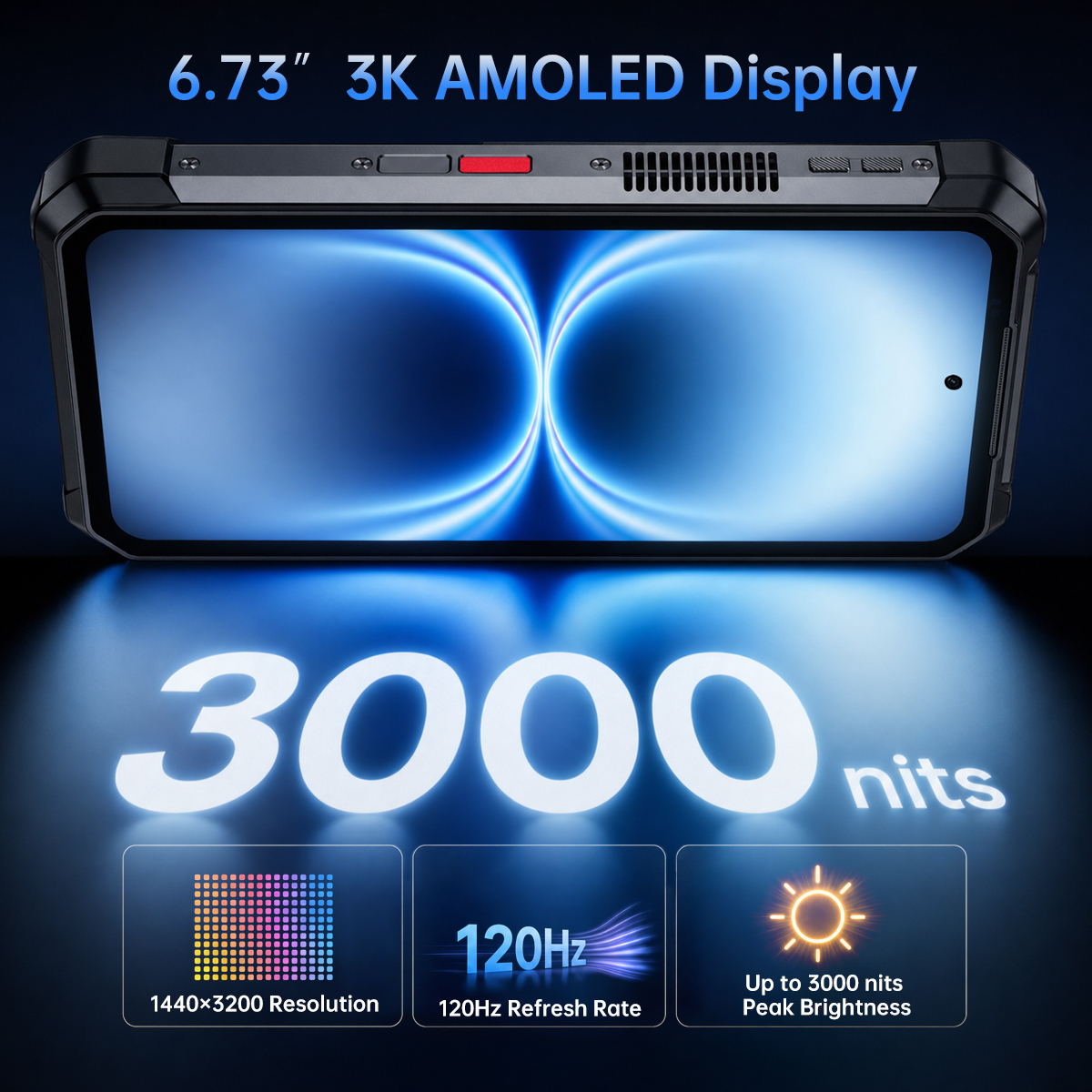 6.73-inch 3K 120Hz AMOLED display on 8849 TANK 5, DualStore.ro
