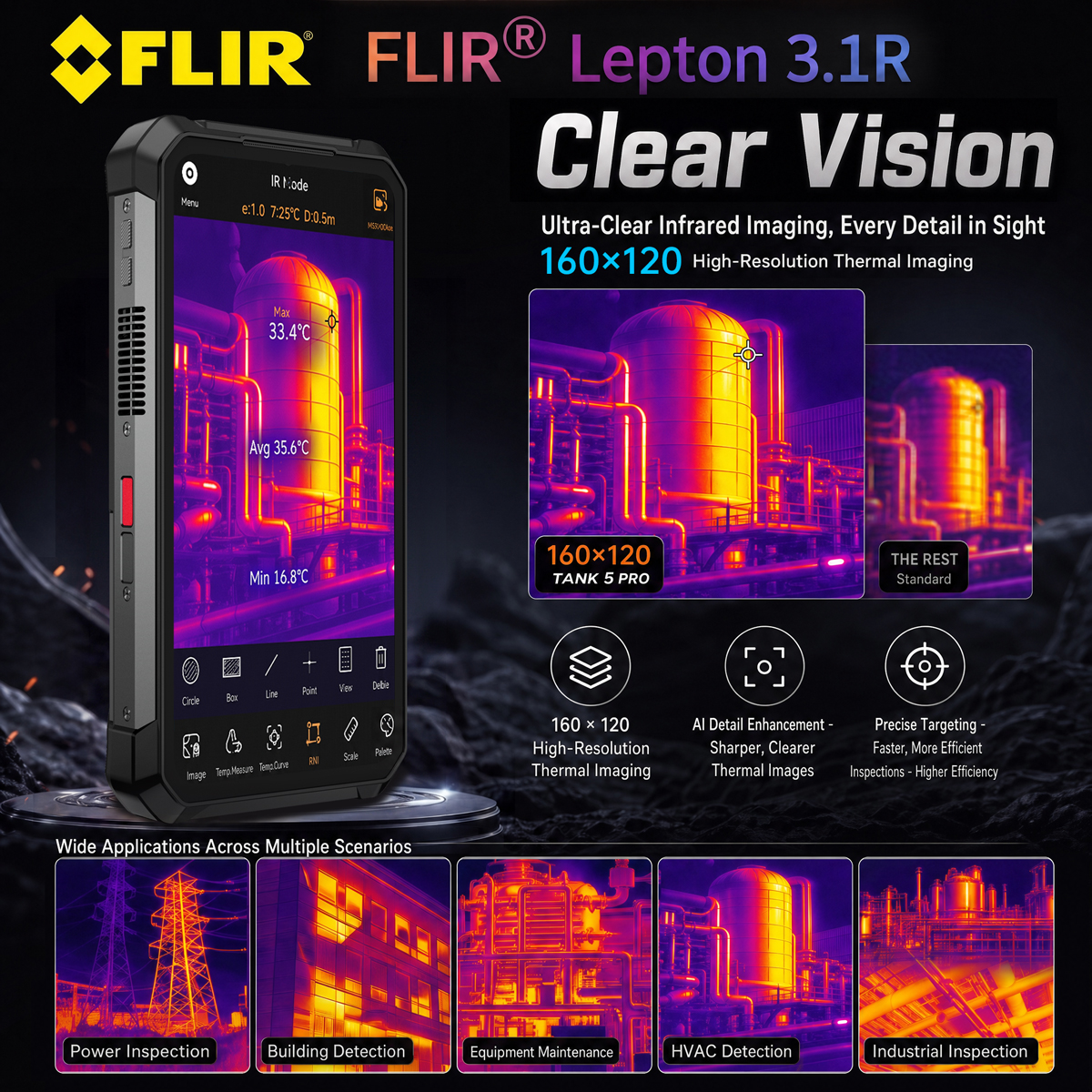 FLIR thermal imaging pe telefonul 8849 TANK 5 Pro available at DualStore.ro