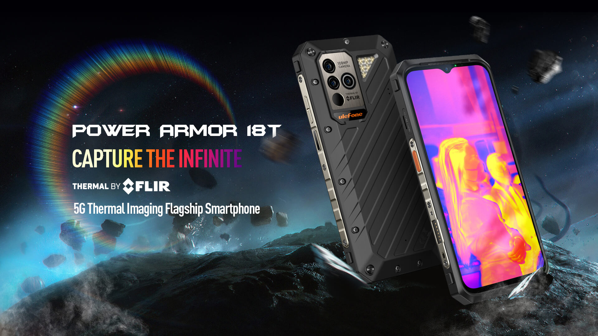 Telefon Mobil Ulefone Power Armor 18T Negru, 5G, 108MP, Camera Termica, IPS 6.58", 12GB RAM Extensibil