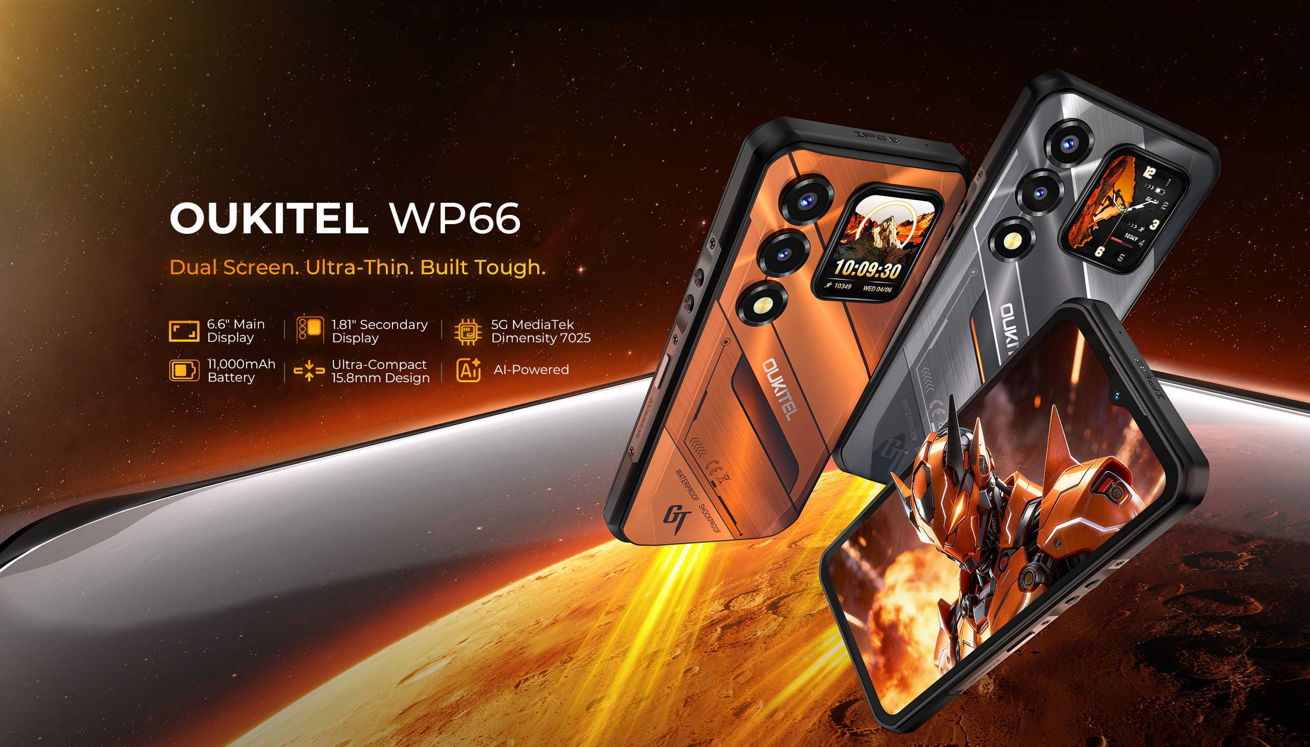 OUKITEL WP66: telefonul rugged cu două ecrane și baterie uriașă care poate înlocui powerbank-ul