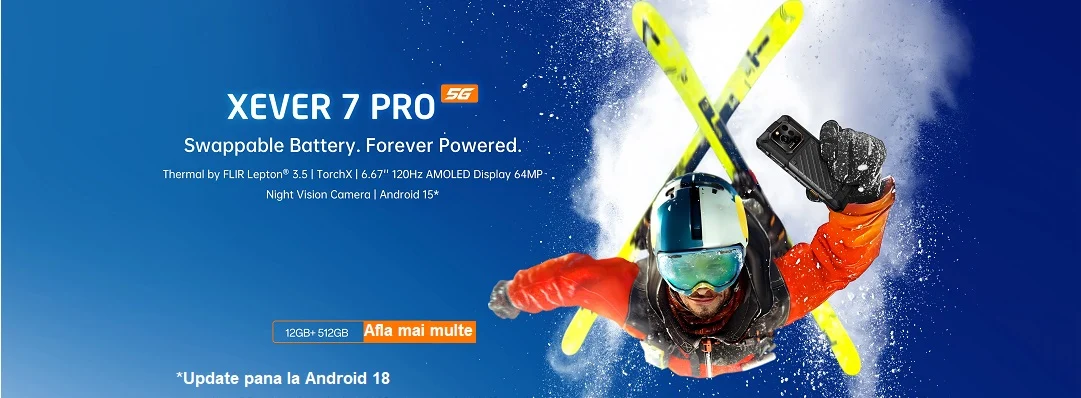 RugOne Xever 7 Pro – Telefon Rugged 5G cu Cameră Termică FLIR, Baterie Interschimbabilă și Android 15