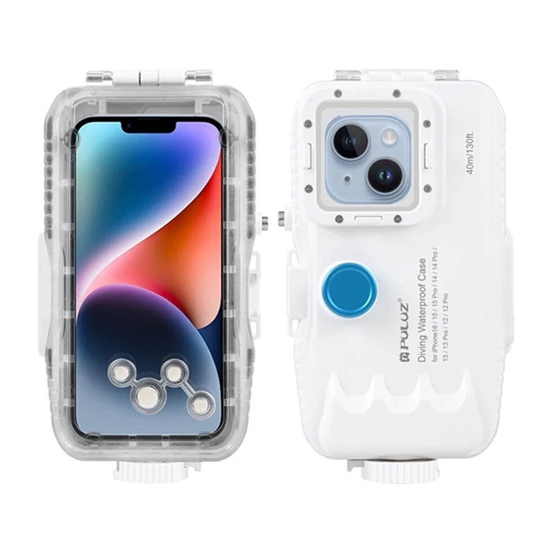 Husa impermeabila Puluz pentru iPhone (40 m) cu supapa unidirectionala (alb) [1]