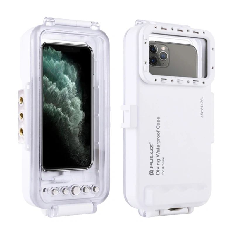 Gadgets - Husa impermeabila Puluz (45 m) pentru iPhone: pentru fotografii si videoclipuri subacvatice (alb)
