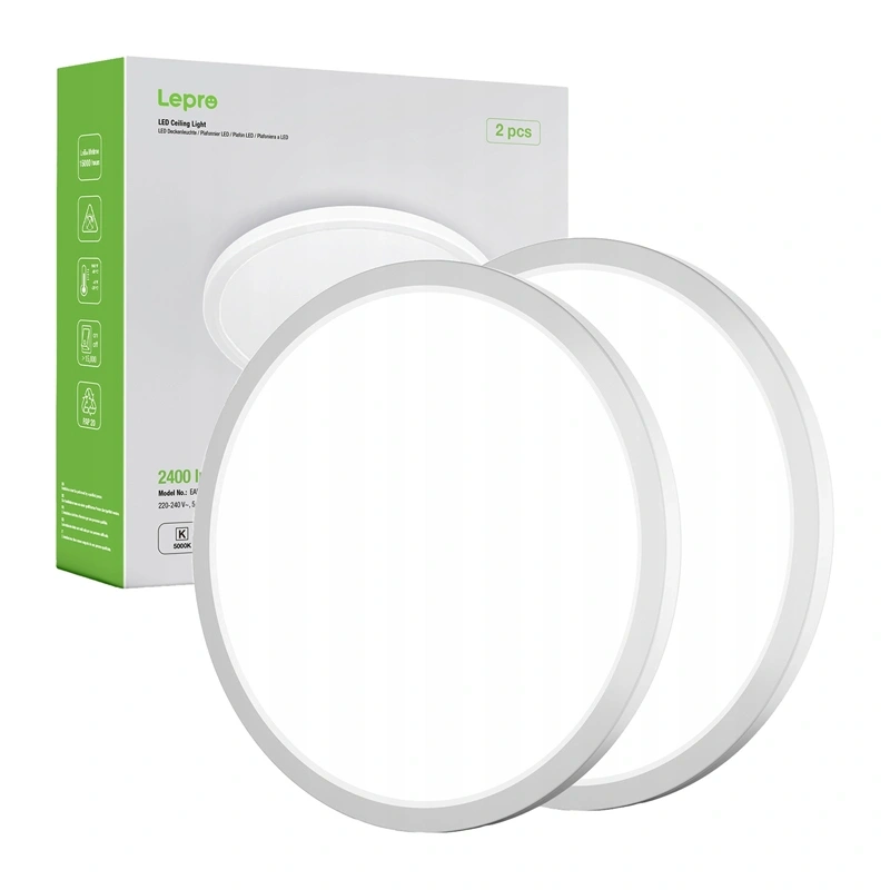 LEPRO 1500038-DW-EU-2 Lampa de tavan, 18 W, 1800 lm, pachet de 2 bucati [1]