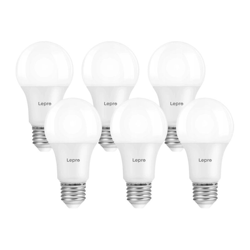 Smart Home - Bec LED LEPRO 100092-WW-EU-6 A60 E27 7 W 800 lm 2700 K, cu intensitate reglabila, clasa E, 6 bucati
