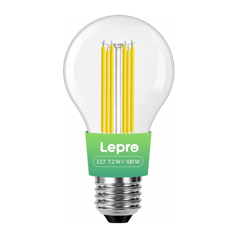 Smart Home - Bec LED LEPRO 100094-WW-EU E27 cu filament, 7,2 W (100 W), 1521 lm, 2700 K, clasa A