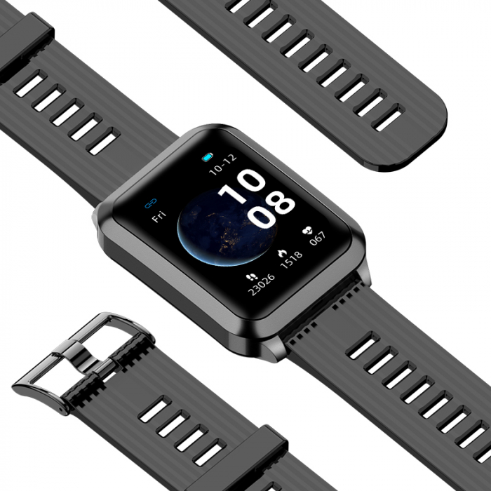 Smartwatch iSEN Watch P60 Black, IPS 1.65", Blood Pressure Monitor with Inflatable Cuff, Family Monitoring, Heart Rate, Temperature, Oxygen [9]