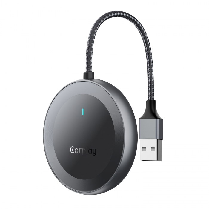 Adaptor auto wireless iSEN A20 pentru Android Auto si CarPlay, Negru, USB si Type-C, Conectare automata, 5.8 GHz, Plug  Play
