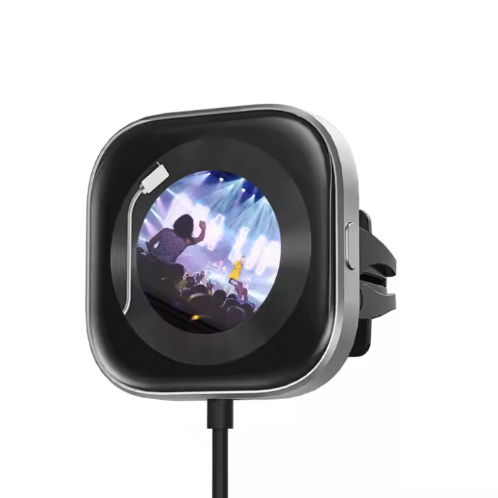 iSEN CPC1 Vezeték nélküli Autós Adapter CarPlay-hez (iOS), Fekete, 1,6 hüvelykes Kijelző Képekhez, Digitális Óra, Légfrissítő Funkció, Type-C, Automatikus Csatlakozás [2]