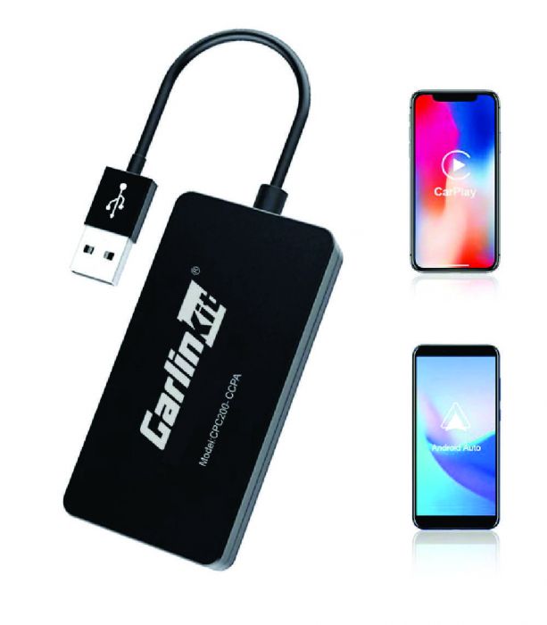 Adaptor USB wireless CarlinKit CPC200-CCPA Negru, WiFi 5G, Conectare prin cablu sau wireless, Kit auto integrat APK