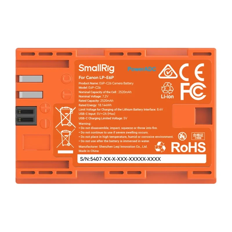 Baterie pentru camera SMALLRIG E6P-C26 (portocalie) [4]