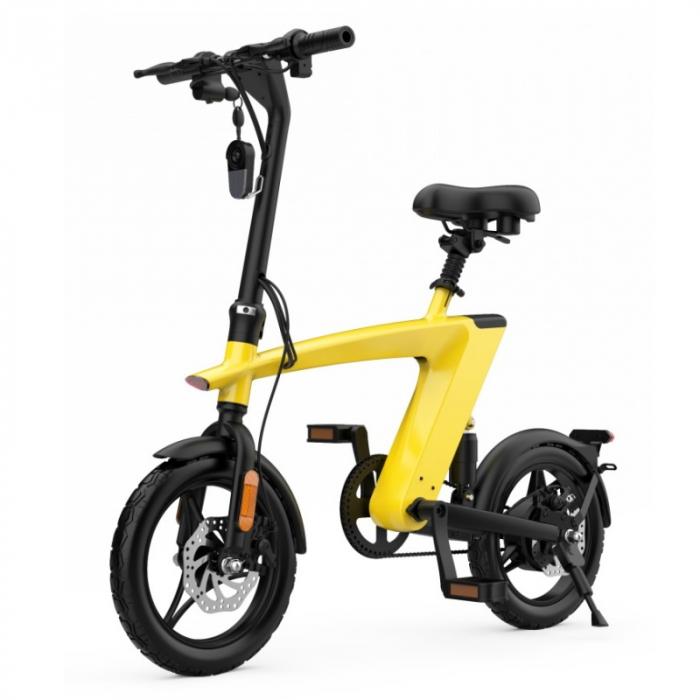 Bicicleta electrica iSEN H1 Flying Fish Galben, 250W, 22NM, Rulare full electric sau asistata, 25km/h, IPX4, Baterie detasabila 10Ah [2]