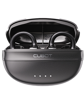 Casti wireless Cubot Neo 1, Negru, Clip-on open-ear, Carcasa de incarcare 400mAh, Bluetooth 5.4, IPX5, Reducere zgomot ENC, Control tactil, Design din materiale cu memorie
