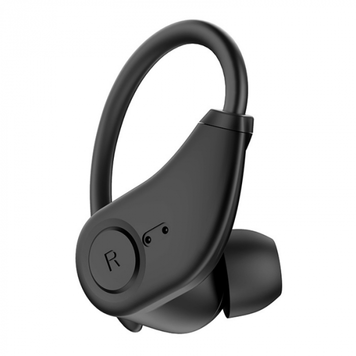 Vezeték nélküli, fülbe helyezhető fejhallgató rugalmas akasztóval Bluedio S6 TWS töltő- és hordtáskával, fekete, Bluetooth 5.1, érintésvezérlés, Type-C [5]