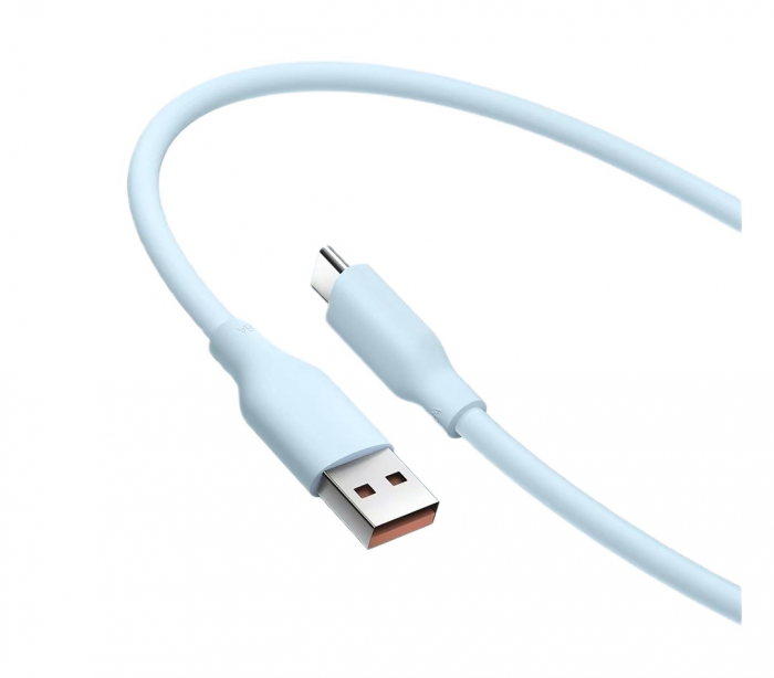 Cablu de date Xiaomi 6A USB-A la USB Type-C Blue, 2m, incarcare rapida 120W, din silicon, 480Mbps