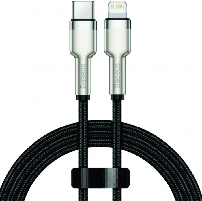 Cablu de incarcare Baseus USB Type-C - Lightning, 1m, Cafule Series, Metal, 20W, Negru
