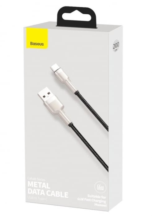 Baseus USB - USB Type-C charging cable, 1m, Coffee Series, Metal, 66W, 6A, Black [3]