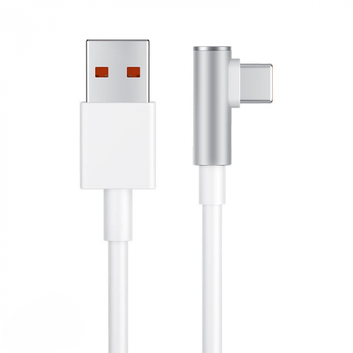 Cablu de incarcare super rapid Xiaomi, in forma de L USB, 1.5m, Type-C, 6A, 120W, Alb