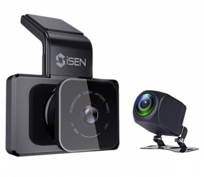 Camera auto DVR iSEN K10, 2K, IPS 3.0 , Filmare 150 , GPS, Night Vision, Monitorizare parcare, WiFi, Slot memorie, Camera spate