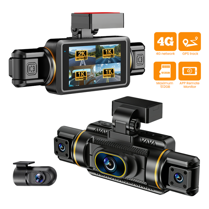 iSEN M77 4G LTE Autós Menetrögzítő Kamera, 4 Kamera 2K + 3×1080P, GPS, ADAS, BSD, WiFi, 3" IPS Érintőkijelző, Távoli Felügyelet [3]