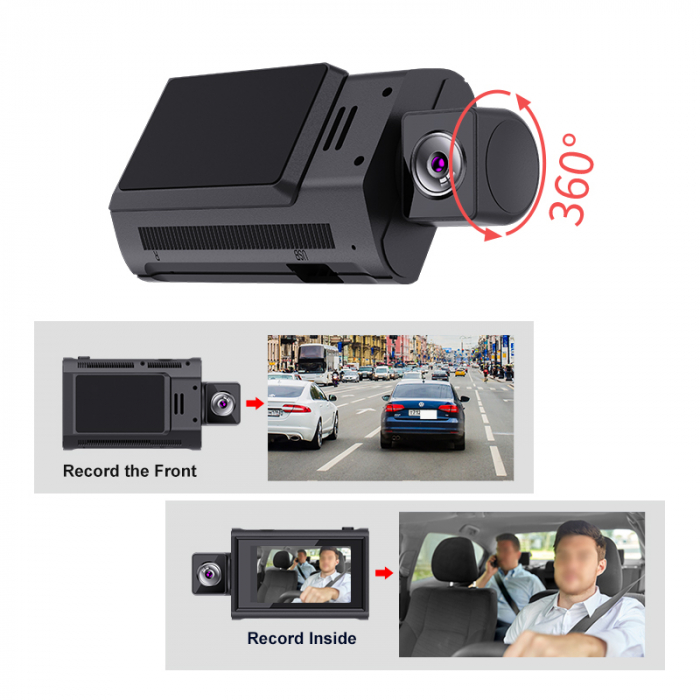 Camera auto Mini Dual Lens 4G iSEN G3, Rotire camera 270°, GPS, ADAS, Monitorizare parcare, WiFi, Monitorizare de la distanta, G-sensor [6]