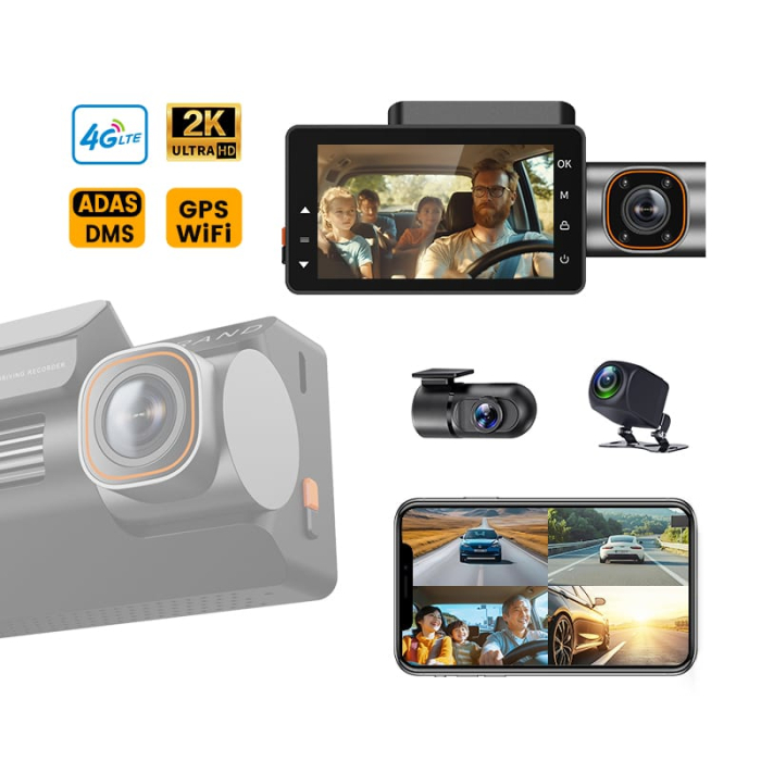 Cameră Auto iSEN K5000 Dash Cam 4G LTE, Quad Cameră 2K + 1080P, Ecran 3", 256MB RAM, 512MB ROM, GPS, WiFi, ADAS, BSD, Monitorizare Parcare [4]