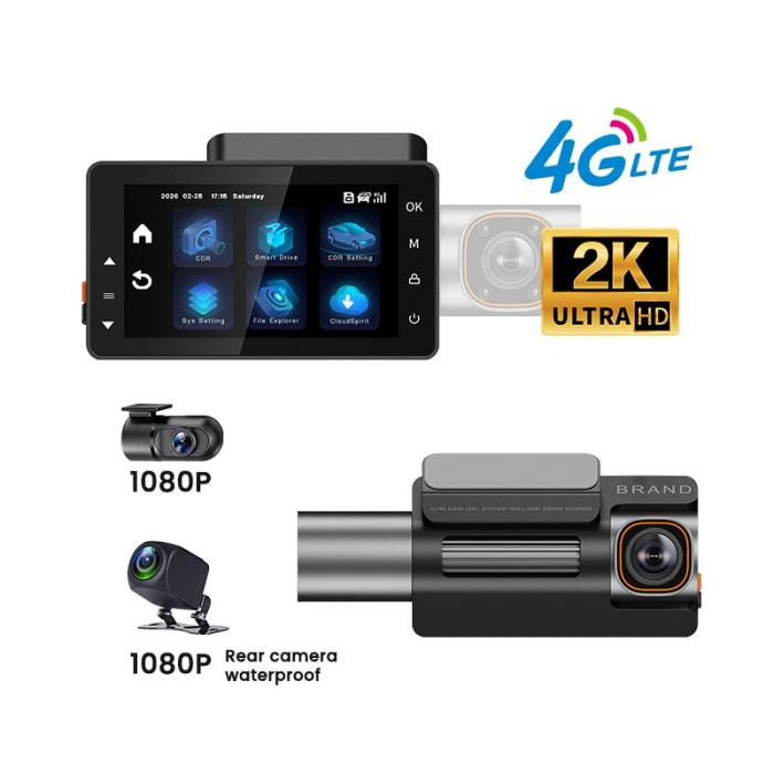 Cameră Auto iSEN K5000 Dash Cam 4G LTE, Quad Cameră 2K + 1080P, Ecran 3", 256MB RAM, 512MB ROM, GPS, WiFi, ADAS, BSD, Monitorizare Parcare [3]