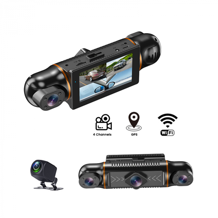 iSEN M99 Cameră auto Quad, 4 lentile, 3" IPS, 1080P FHD, 4K 25fps, WiFi, GPS, G-senzor, Viziune pe timp de noapte, Asistent la mersul înapoi, Înregistrare în buclă [2]