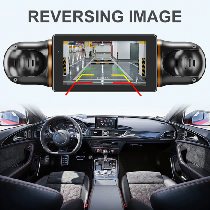 iSEN M99 Cameră auto Quad, 4 lentile, 3" IPS, 1080P FHD, 4K 25fps, WiFi, GPS, G-senzor, Viziune pe timp de noapte, Asistent la mersul înapoi, Înregistrare în buclă [5]