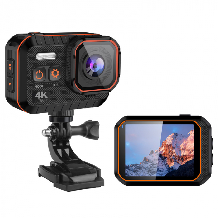 Akciókamera iSEN Action Camera 002, fekete, 4K, UltraHD, HD 2.0", 170°-os filmezés, Wi-Fi, SOS fény, Autó mód, Mozgásérzékelés, 1050 mAh [2]