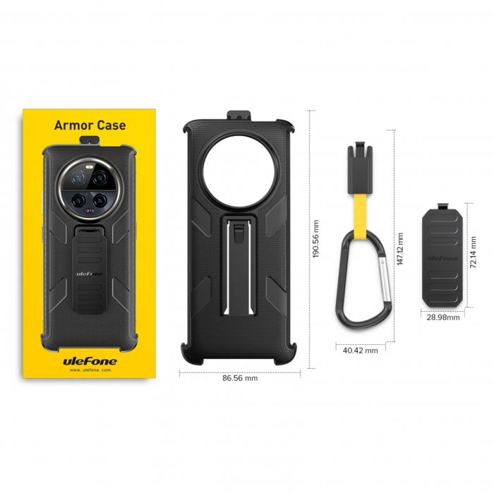 Carcasa de protectie multifunctionala pentru Ulefone Armor 23 Ultra cu clema detasabila rotativa 180° si carabina [3]