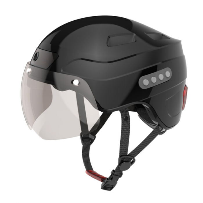 Casca de protectie iSEN Smart Helmet, Marime L, Aerisire, Banda LED, Driving recorder integrat, Conectivitate Bluetooth, IPX5, 1500mAh