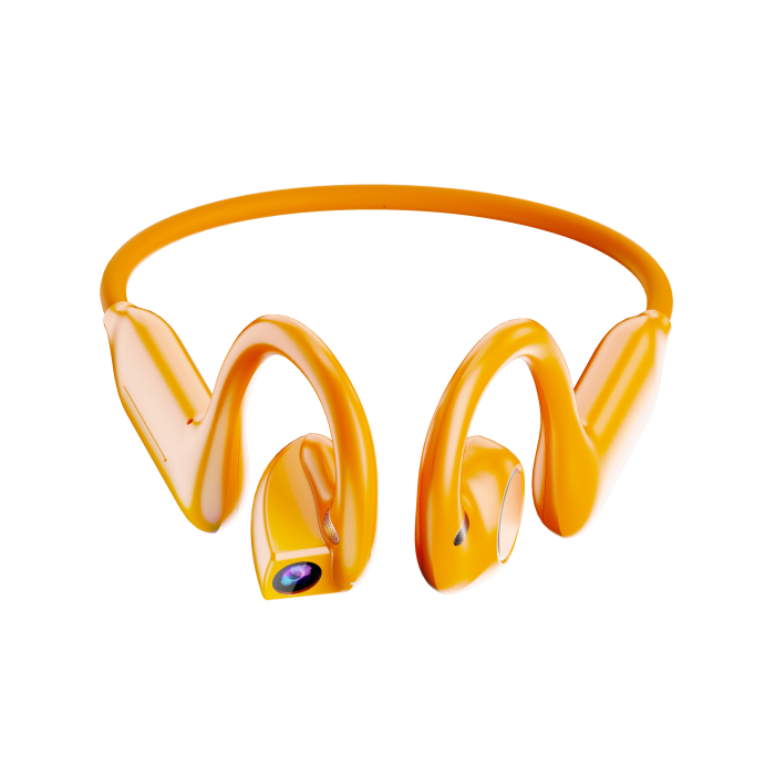 Căști Bluetooth AI iSEN E900, Portocaliu, Cameră Sony 8MP, Open-Ear, Bluetooth 5.4, WiFi, 8GB, Traducere AI, Asistent Vocal, Reducere Zgomot Dual MIC, 220mAh [2]