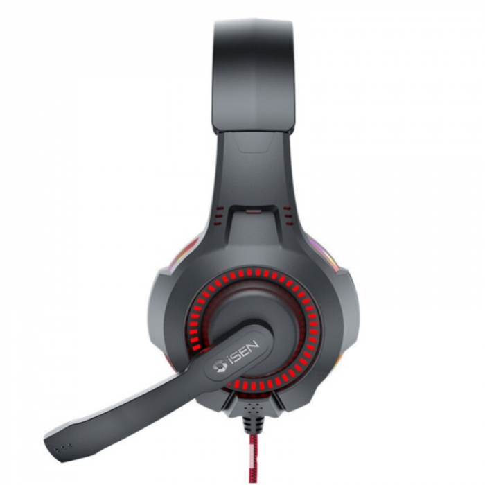 Casti gaming cu fir over-ear iSEN D5 Negru, Microfon, USB, 3.5mm jack audio, 3.5mm jack microfon [3]