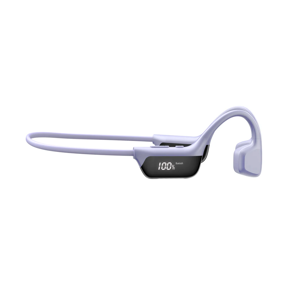 DOOGEE BoneBeat Run Digital Open-Ear Headphones, Purple, Bluetooth 6.0, LED Display, IP67, 10h Playtime, Dual Device [5]