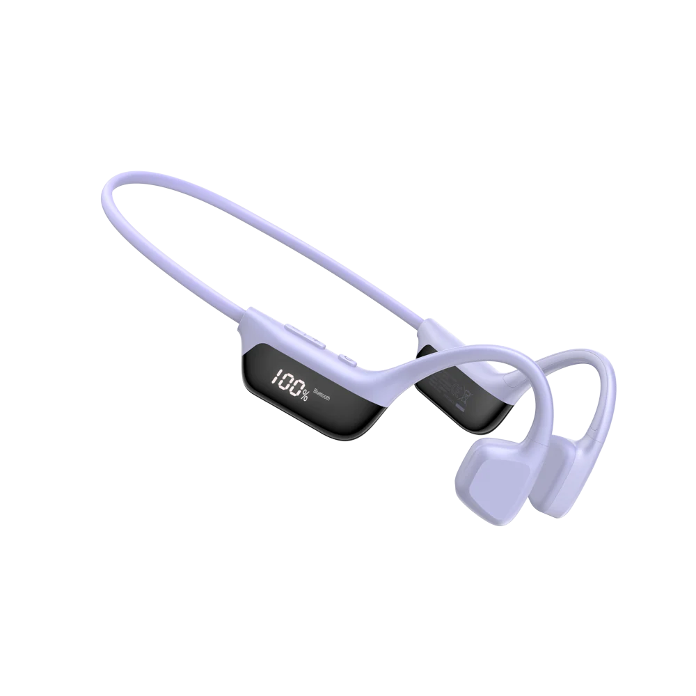DOOGEE BoneBeat Run Digital Open-Ear Headphones, Purple, Bluetooth 6.0, LED Display, IP67, 10h Playtime, Dual Device [3]