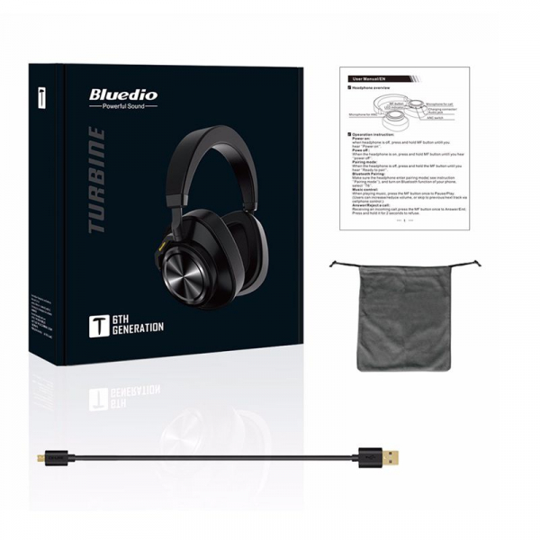 Casti Wireless Bluedio T6 Stereo, Bass HiFi, Anularea zgomotelor, USB Tip C, Bluetooth, Microfon, Handsfree, Control Volum [4]