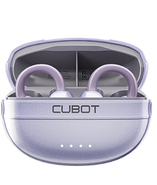 Casti wireless Cubot Neo 1, Mov, Clip-on open-ear, Carcasa de incarcare 400mAh, Bluetooth 5.4, IPX5, Reducere zgomot ENC, Control tactil, Design din materiale cu memorie