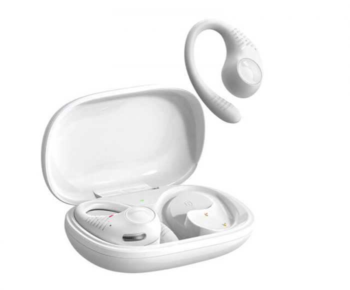 Casti wireless open ear Blackview AirBuds 10 Pro TWS Alb sport cu cutie de incarcare, Display LED, Control tactil, ip68 ip69